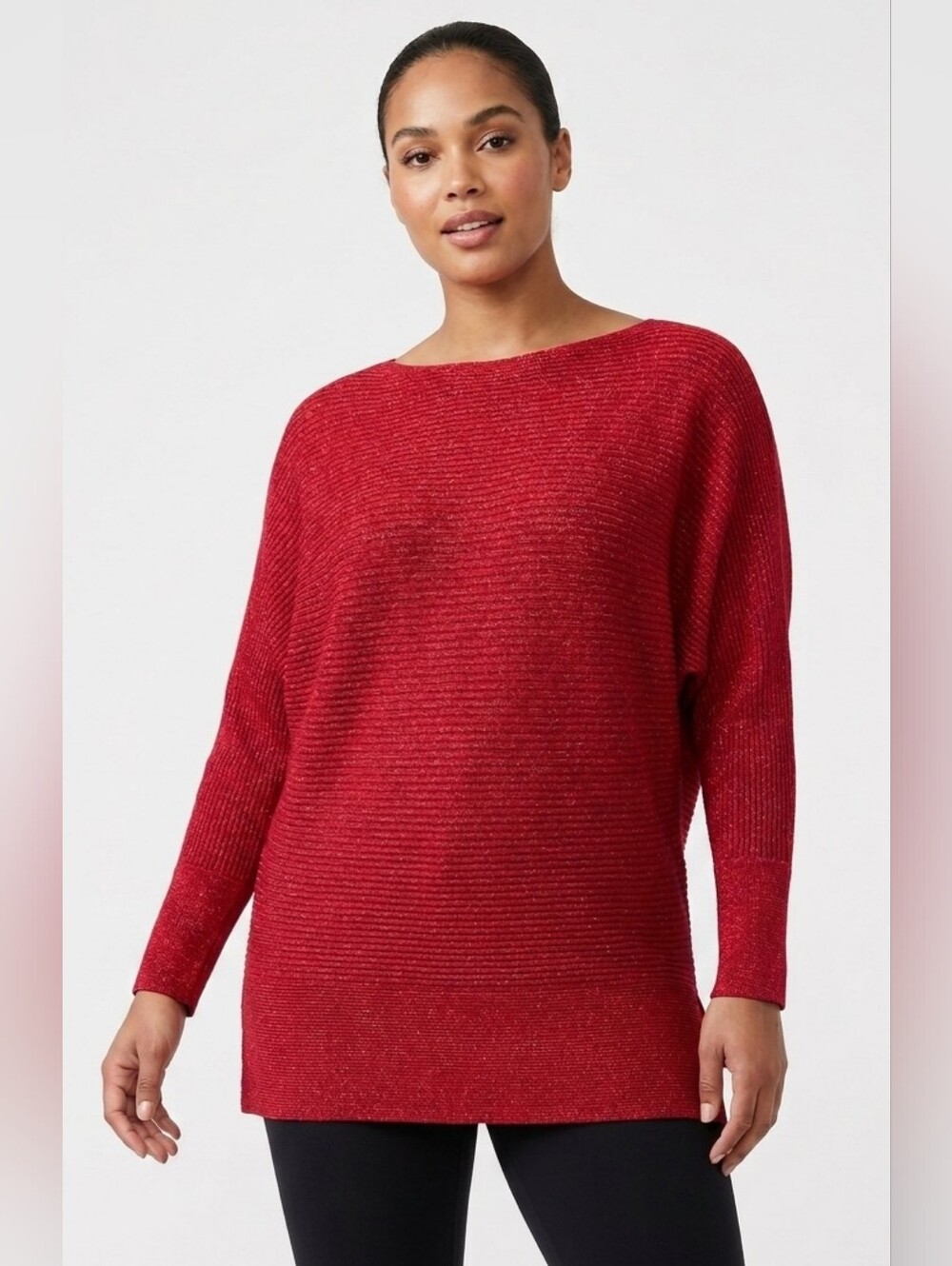 NWT INC International Concepts Red Shimmery Sweater with Dolman Sleeves Size S